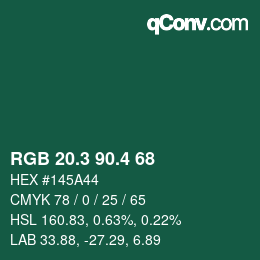 カラーコード: RGB 20.3 90.4 68 | qconv.com