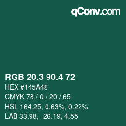 カラーコード: RGB 20.3 90.4 72 | qconv.com