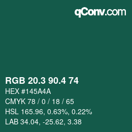 カラーコード: RGB 20.3 90.4 74 | qconv.com
