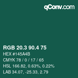 カラーコード: RGB 20.3 90.4 75 | qconv.com