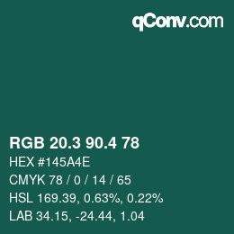 カラーコード: RGB 20.3 90.4 78 | qconv.com