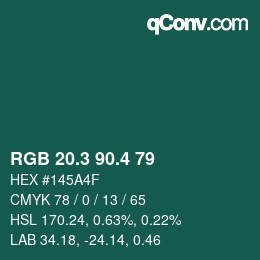 カラーコード: RGB 20.3 90.4 79 | qconv.com