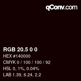 Farbcode: RGB 20.5 0 0 | qconv.com