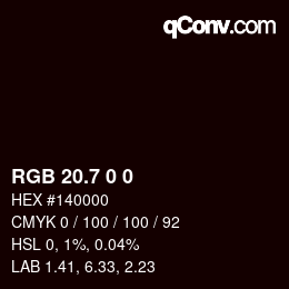 カラーコード: RGB 20.7 0 0 | qconv.com