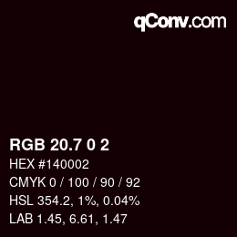 カラーコード: RGB 20.7 0 2 | qconv.com