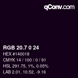 カラーコード: RGB 20.7 0 24 | qconv.com