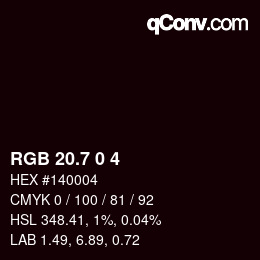 カラーコード: RGB 20.7 0 4 | qconv.com