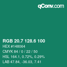 カラーコード: RGB 20.7 128.6 100 | qconv.com