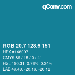 カラーコード: RGB 20.7 128.6 151 | qconv.com