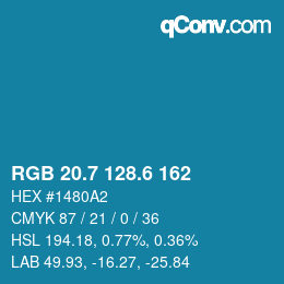 カラーコード: RGB 20.7 128.6 162 | qconv.com