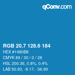 カラーコード: RGB 20.7 128.6 184 | qconv.com