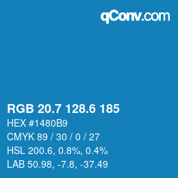 カラーコード: RGB 20.7 128.6 185 | qconv.com
