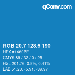 カラーコード: RGB 20.7 128.6 190 | qconv.com