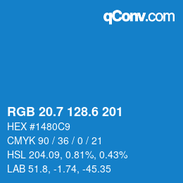 カラーコード: RGB 20.7 128.6 201 | qconv.com