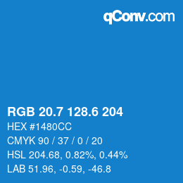カラーコード: RGB 20.7 128.6 204 | qconv.com