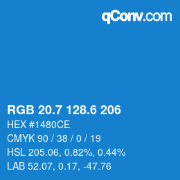 カラーコード: RGB 20.7 128.6 206 | qconv.com