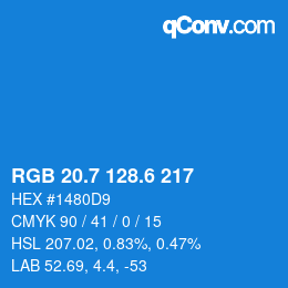 カラーコード: RGB 20.7 128.6 217 | qconv.com