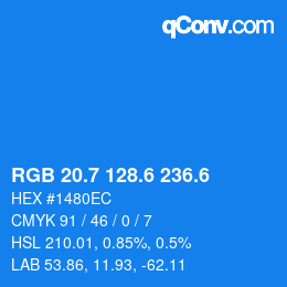 カラーコード: RGB 20.7 128.6 236.6 | qconv.com