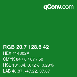 カラーコード: RGB 20.7 128.6 42 | qconv.com