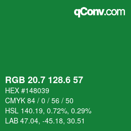 カラーコード: RGB 20.7 128.6 57 | qconv.com