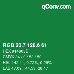 カラーコード: RGB 20.7 128.6 61 | qconv.com