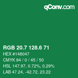 カラーコード: RGB 20.7 128.6 71 | qconv.com