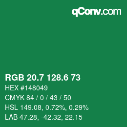 カラーコード: RGB 20.7 128.6 73 | qconv.com