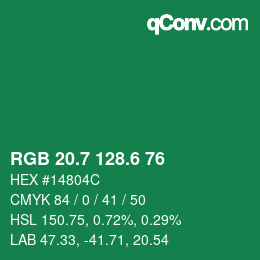 カラーコード: RGB 20.7 128.6 76 | qconv.com