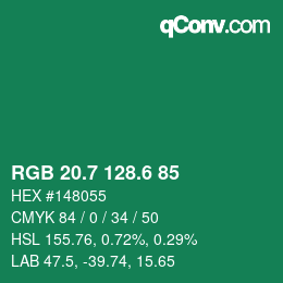 カラーコード: RGB 20.7 128.6 85 | qconv.com