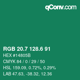 カラーコード: RGB 20.7 128.6 91 | qconv.com