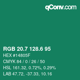 カラーコード: RGB 20.7 128.6 95 | qconv.com