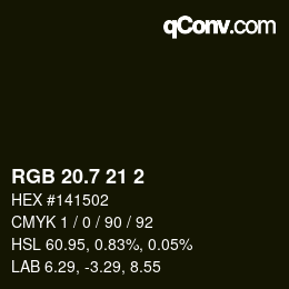 カラーコード: RGB 20.7 21 2 | qconv.com