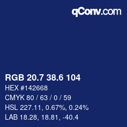 カラーコード: RGB 20.7 38.6 104 | qconv.com