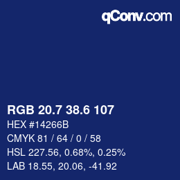 カラーコード: RGB 20.7 38.6 107 | qconv.com