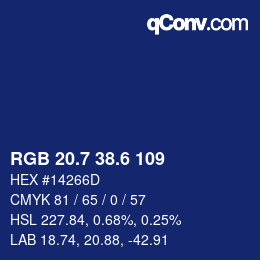 カラーコード: RGB 20.7 38.6 109 | qconv.com