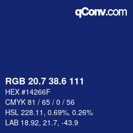 カラーコード: RGB 20.7 38.6 111 | qconv.com