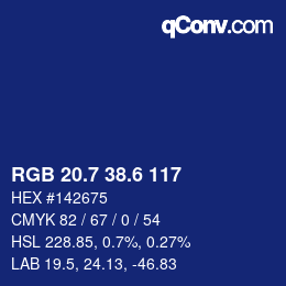 カラーコード: RGB 20.7 38.6 117 | qconv.com
