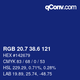 カラーコード: RGB 20.7 38.6 121 | qconv.com