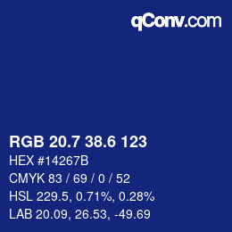 カラーコード: RGB 20.7 38.6 123 | qconv.com