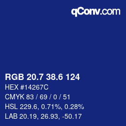 カラーコード: RGB 20.7 38.6 124 | qconv.com