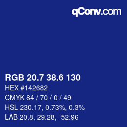 カラーコード: RGB 20.7 38.6 130 | qconv.com