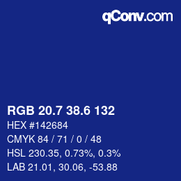 カラーコード: RGB 20.7 38.6 132 | qconv.com