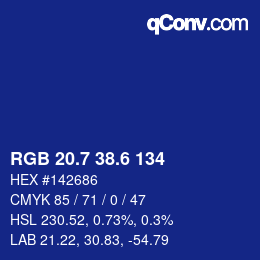 カラーコード: RGB 20.7 38.6 134 | qconv.com