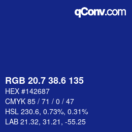 カラーコード: RGB 20.7 38.6 135 | qconv.com