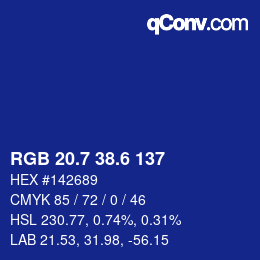 カラーコード: RGB 20.7 38.6 137 | qconv.com