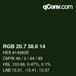 カラーコード: RGB 20.7 38.6 14 | qconv.com