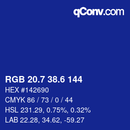 カラーコード: RGB 20.7 38.6 144 | qconv.com
