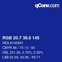 カラーコード: RGB 20.7 38.6 145 | qconv.com