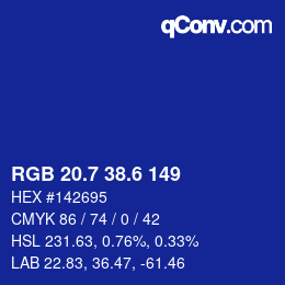 カラーコード: RGB 20.7 38.6 149 | qconv.com