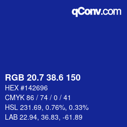 カラーコード: RGB 20.7 38.6 150 | qconv.com